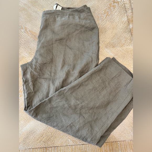 Merona Brown Linen Straight Leg Lined Pants Sz 20W Waist38” Inseam 31” High Rise - Picture 3 of 7